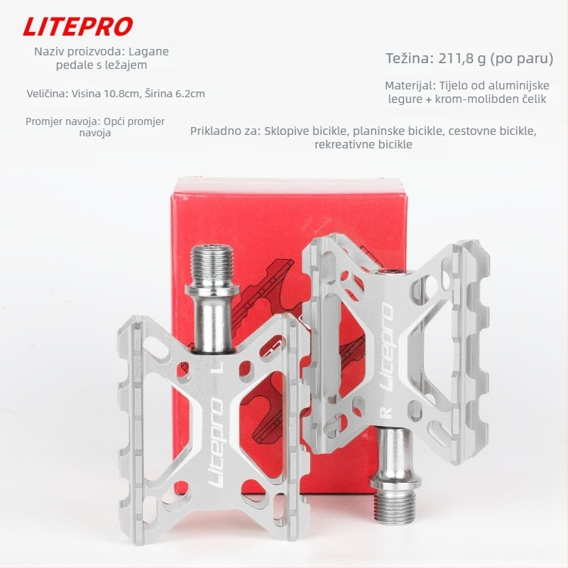LITEPRO K5 ultra lagani pedale od aluminija s dvostrukim ležajem za sklopive brdske i cestovne bicikle