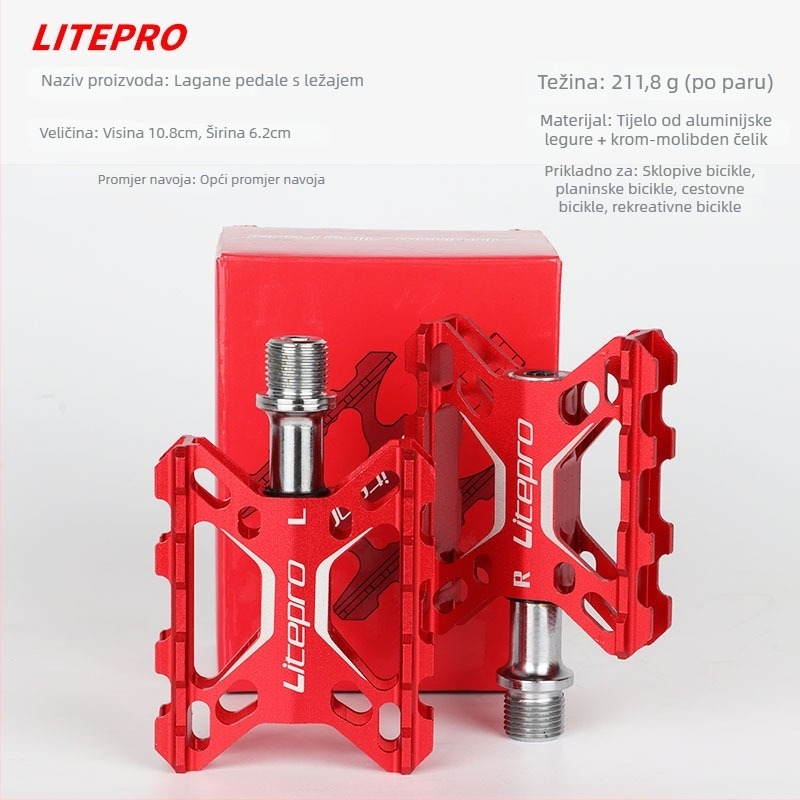 LITEPRO K5 ultra lagani pedale od aluminija s dvostrukim ležajem za sklopive brdske i cestovne bicikle