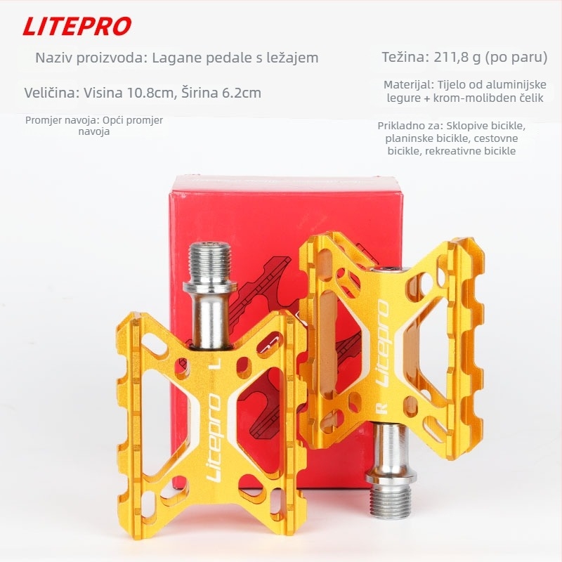 LITEPRO K5 ultra lagani pedale od aluminija s dvostrukim ležajem za sklopive brdske i cestovne bicikle