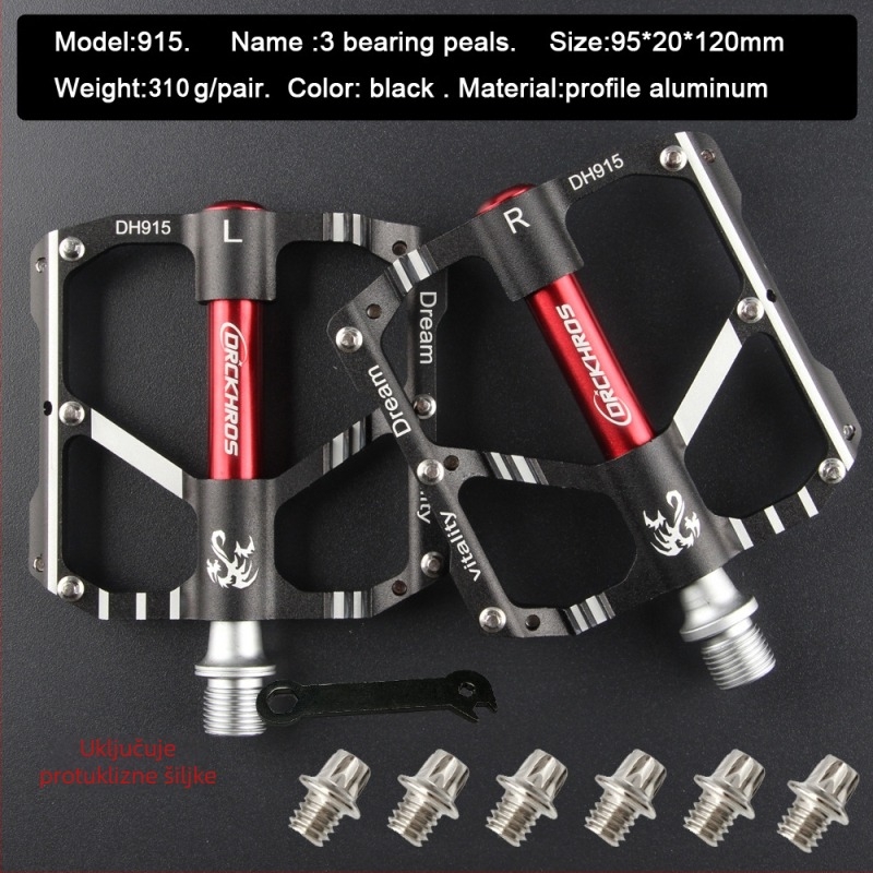 DRCK HROS 915 MTB pedale, aluminijska legura, 3 ležaja, protuklizne