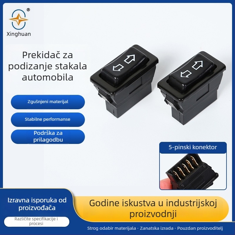 Električni prekidač za podizanje prozora s dvostrukom strelicom, 5-pinski, univerzalni automobil, ABS