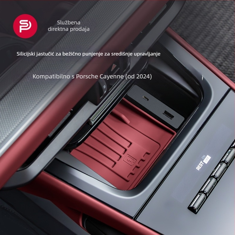 Silikonska podloška za bežično punjenje središnje konzole Porsche Cayenne – protivklizni interijerni dodatak, prilagodljiv