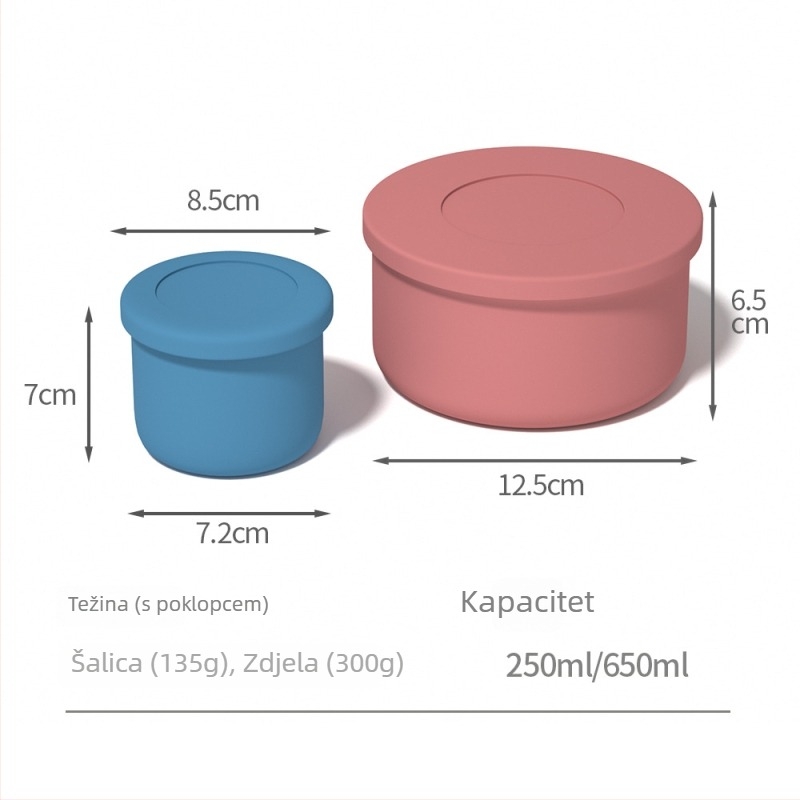 Silikonska kružna kutija za ručak, kompatibilna s mikrovalnom pećnicom, kapacitet 501–800 ml