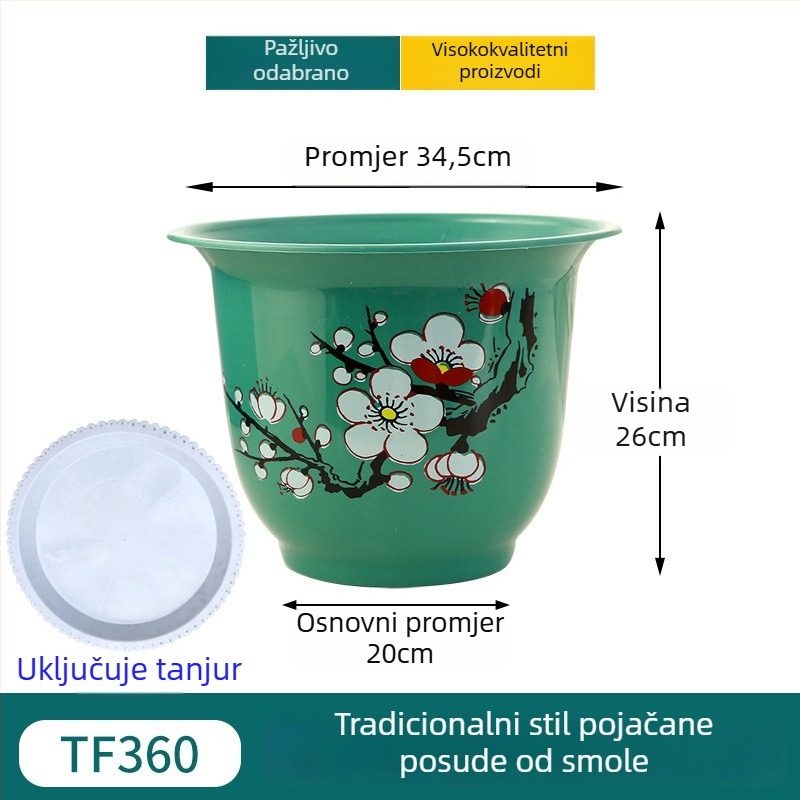 Saksija od smole, podna, jednostavan stil, za kućnu njegu biljaka.