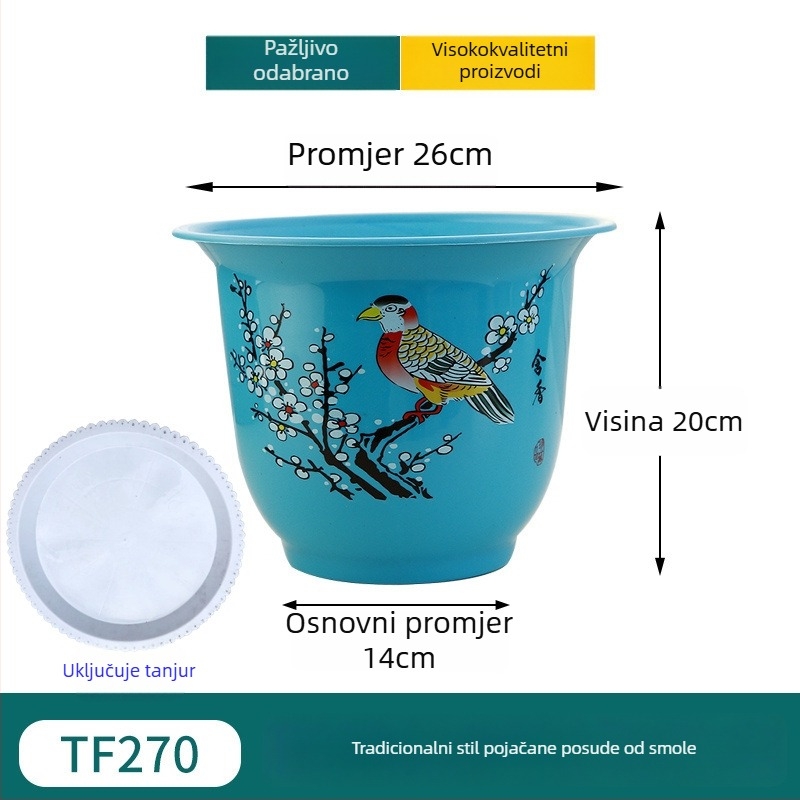 Saksija od smole, podna, jednostavan stil, za kućnu njegu biljaka.