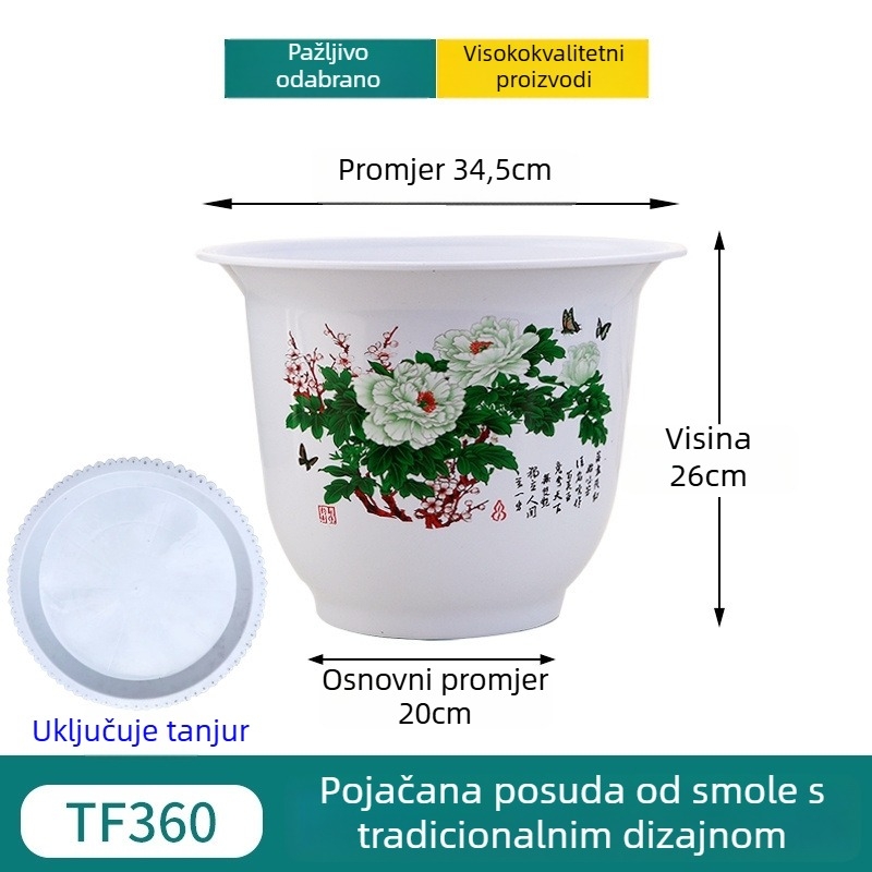 Saksija od smole, podna, jednostavan stil, za kućnu njegu biljaka.