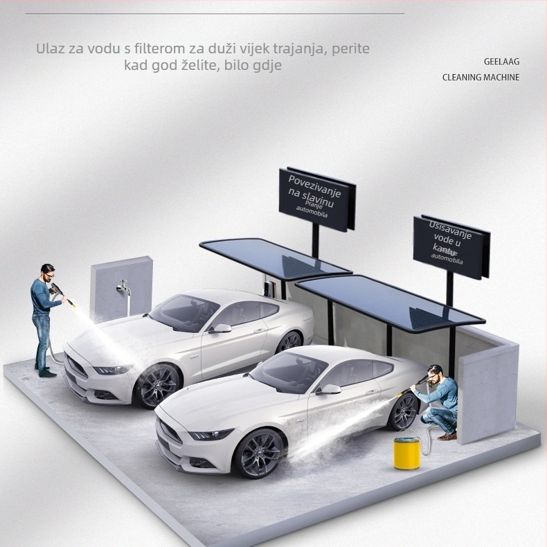 Visokotlačni prenosni stroj za pranje automobila, aluminijsko kućište, 1800W, 220V, domet mlaza 4 m, crijevo 7 m