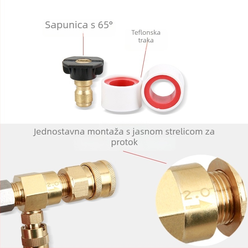 Visokotlačna mlaznica s brzim spajanjem 3/8 inča, podesivo usisavanje, mlaznica za pjenu, mesingana glava pištolje, do 5000 PSI