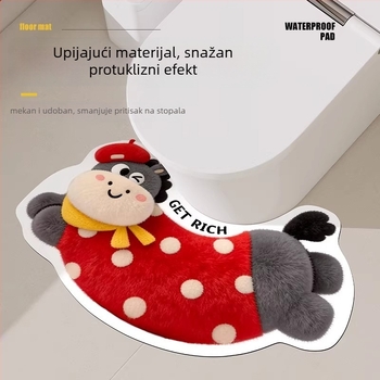 Protuklizna prostirka za kupaonicu od diatomitske glinene mase, polukružnog oblika, digitalni ispis, periva, sladak stil