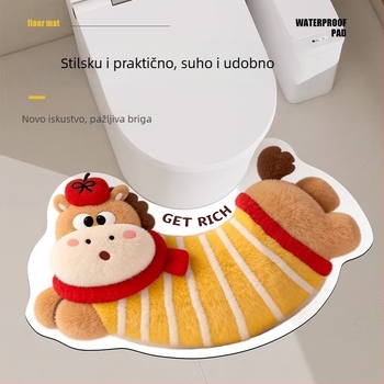 Protuklizna prostirka za kupaonicu od diatomitske glinene mase, polukružnog oblika, digitalni ispis, periva, sladak stil