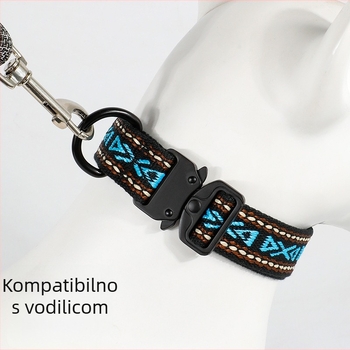 Lagana taktička ogrlica za psa, sigurnosna zaštita protiv kidanja, prugasti uzorak, materijal pamuk-poliester, ležerni stil