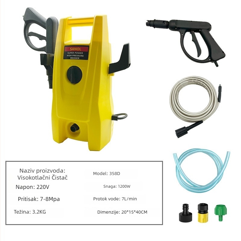 Black Cat visokotlačna auto myjka, 220V/110V, prijenosna, 1000W, maksimalni tlak 8 MPa, kućna upotreba