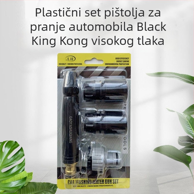 Plastični crni ručni pištolj za pranje automobila i zalijevanje vrta, u stilu crnog dijamanta, s standardnim priključkom