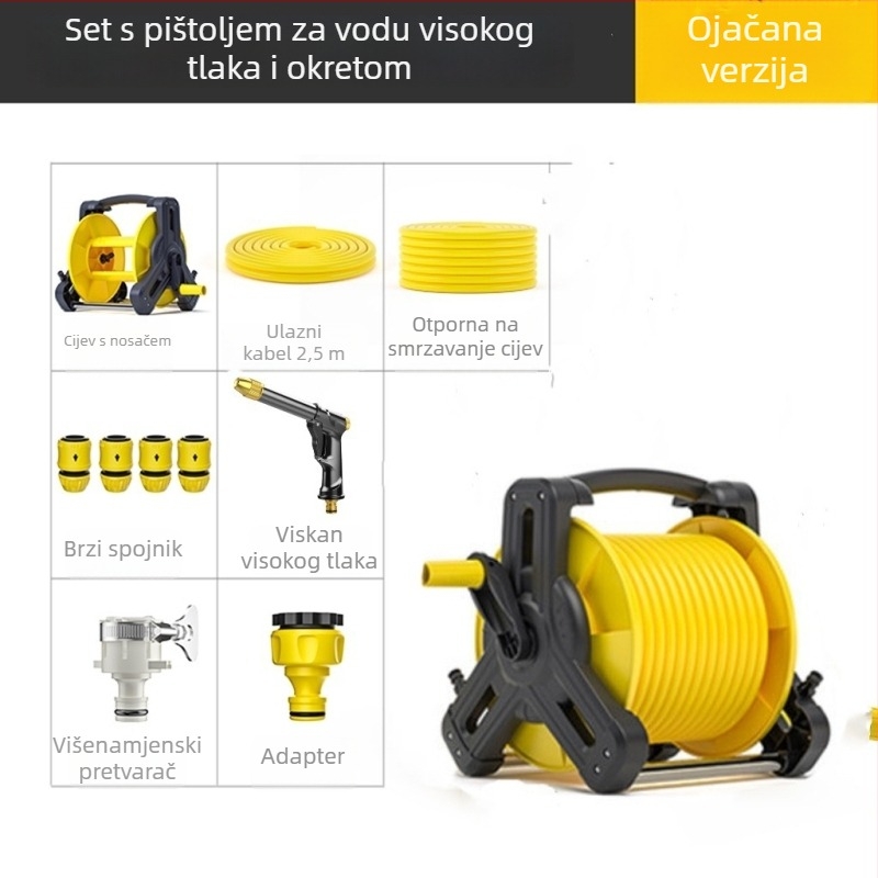 Višenamjenski visokotlačni vodeni pištolj s kompletnim setom za spremnik – za pranje auta i zalijevanje vrta, metalna glava pištolja, 7, 2,5 kg