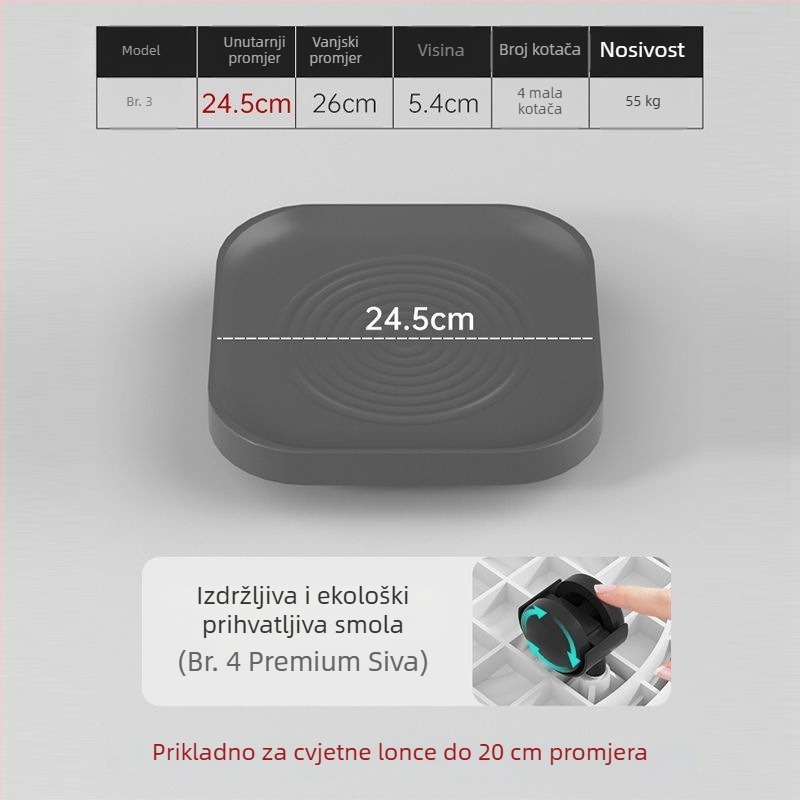 Tava/Držač za biljke s kotačićima, polipropilen, podna uporaba, kućno vrtlarenje, injekcijsko oblikovanje plastike