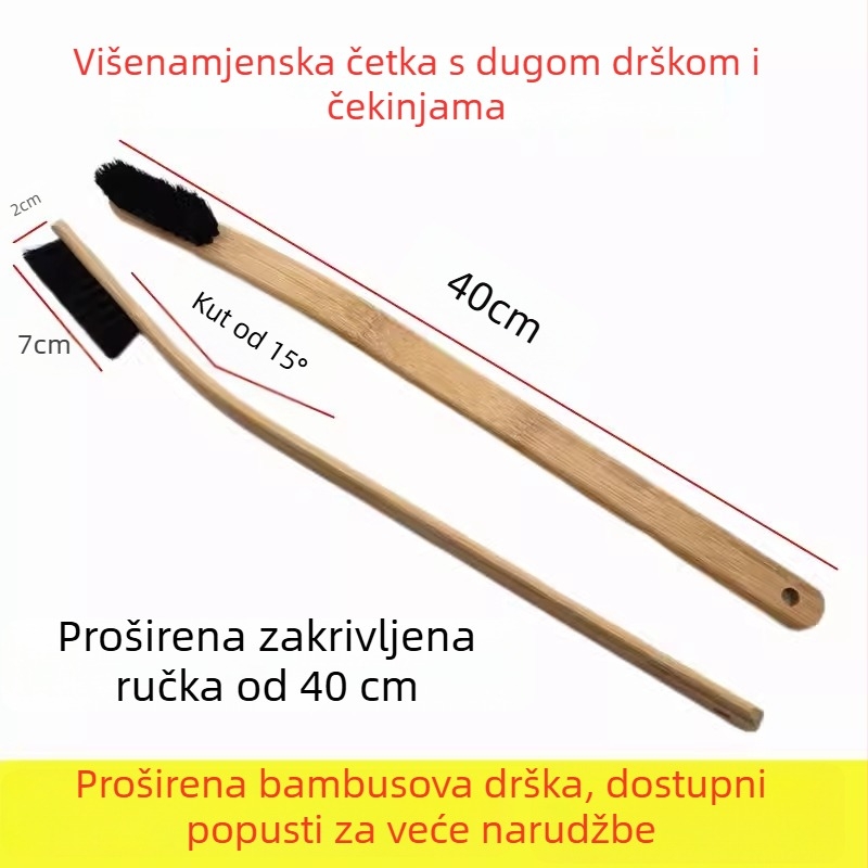 Četka za pranje automobila s mekanim dlačicama i bambusnom drškom – produžena drška za čišćenje felni i motornog prostora