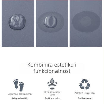 Brzo sušeći mekani tepih za kupaonicu, upija, protuklizni, mali tepih