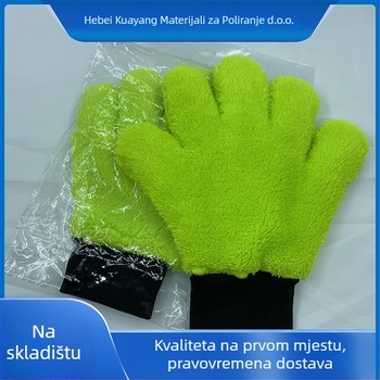 Dvoslojne plišane rukavice za pranje auta, mikrovlakna, pet prstiju, debeli dizajn