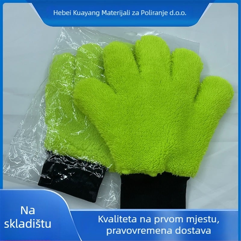 Dvoslojne plišane rukavice za pranje auta, mikrovlakna, pet prstiju, debeli dizajn