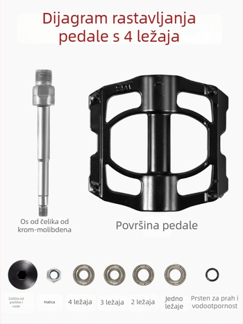 Pedal za bicikl JT-002 – aluminijsko kućište, osovina od legirane čelika, pogodan za bicikl