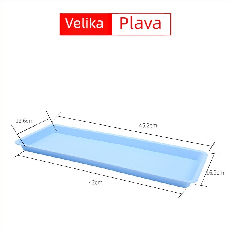 Plastična pladnja za lonce, pravokutnog oblika, drenažni tanjur, šarena, duga i velika