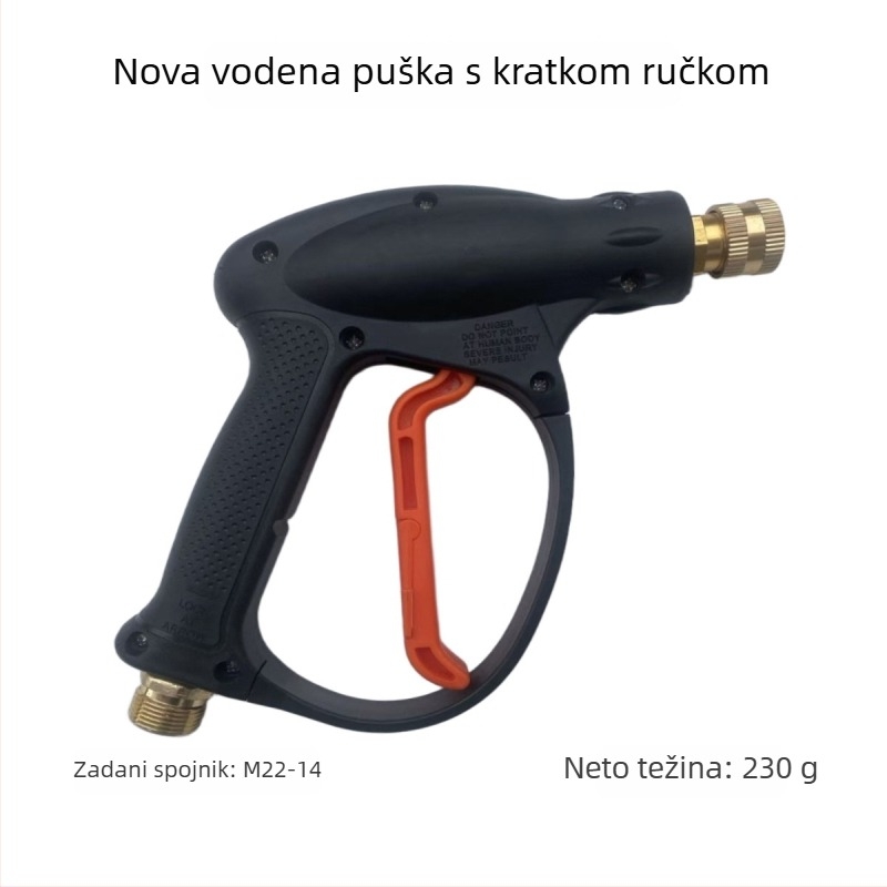 Visokotlačna vodena pištola s aluminijskom glavom i najlonskom ručkom – 30–50 bar, za svakodnevno kućno čišćenje.