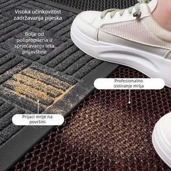 Rohož za ulazna vrata — poliester vlakna, geometrijski uzorak, pravokutni oblik, moderni minimalistički stil, može se prati vodom