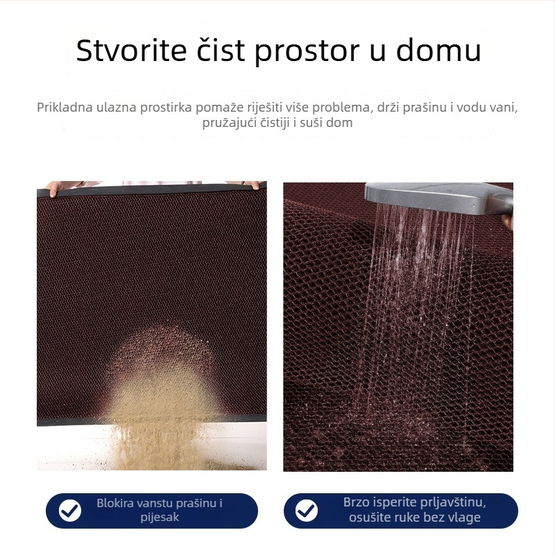 Rohož za ulazna vrata — poliester vlakna, geometrijski uzorak, pravokutni oblik, moderni minimalistički stil, može se prati vodom