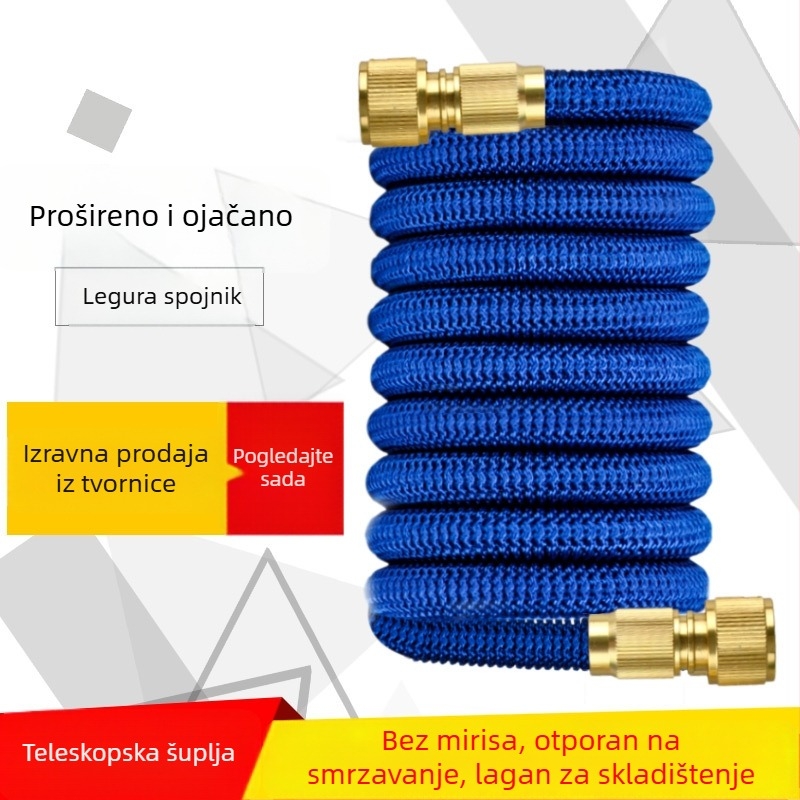 Teleskopska vodena crijevo s metalnom glavom pištolja i plastičnom ručkom za pranje auta i zalijevanje vrta, domet prskanja 10 m