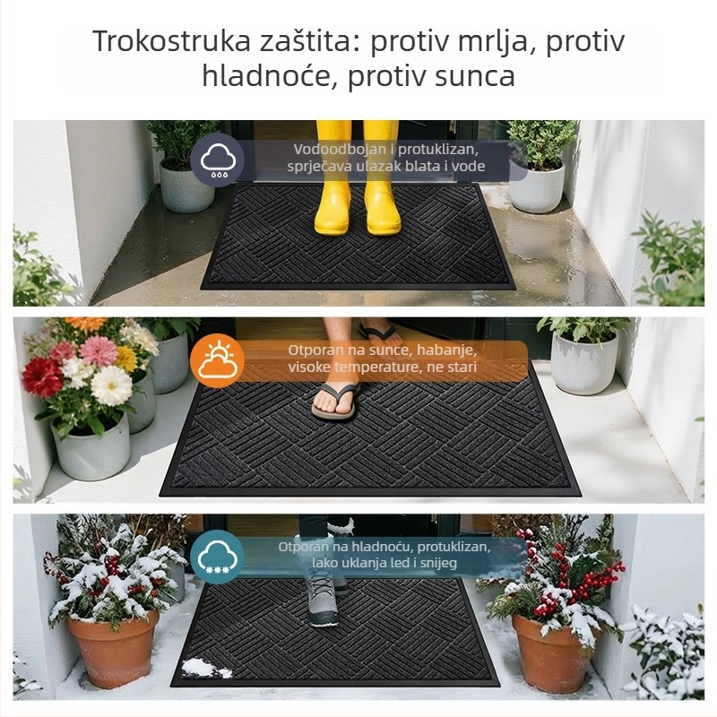 Vanjski ulazni tepih, protuklizni, elegantan luksuzan izgled, kućna upotreba, uklanja pijesak i prašinu, otporan na prljavštinu i habanje, polipropilenska vlakna
