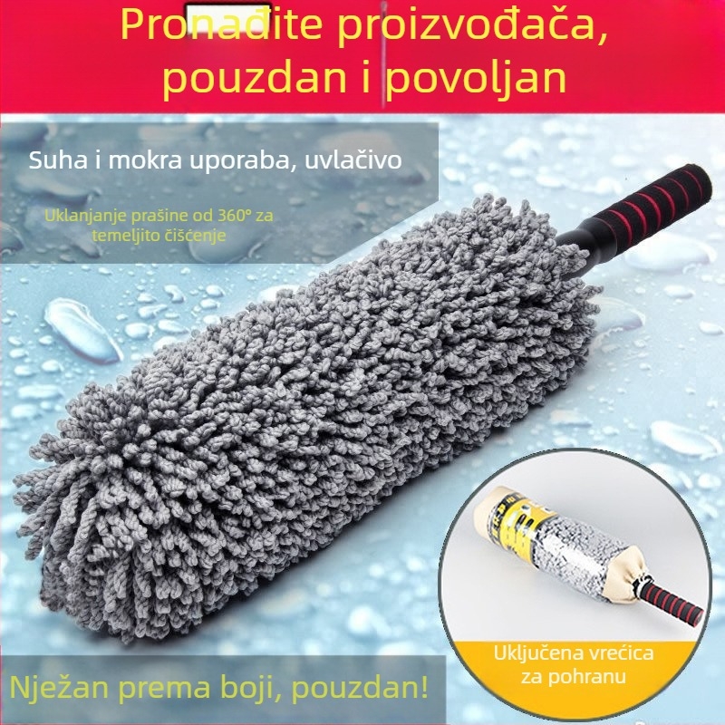 Kružna mikrovlakna četka za pranje automobila s teleskopskom ručkom i mekim vlaknima za nanošenje voska i čišćenje prašine
