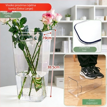 PET posuda za cvijeće – prozračna, prozirna, izdržljiva; za stol i pod; jednostavan modern stil; pogodno za ured i kućnu njegu biljaka