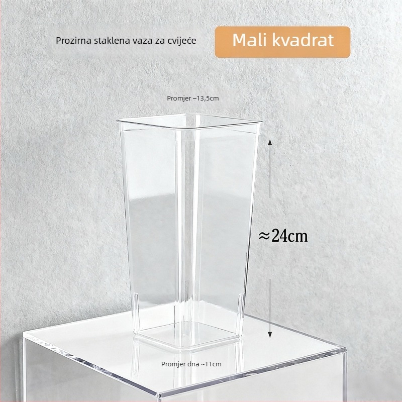 PET posuda za cvijeće – prozračna, prozirna, izdržljiva; za stol i pod; jednostavan modern stil; pogodno za ured i kućnu njegu biljaka