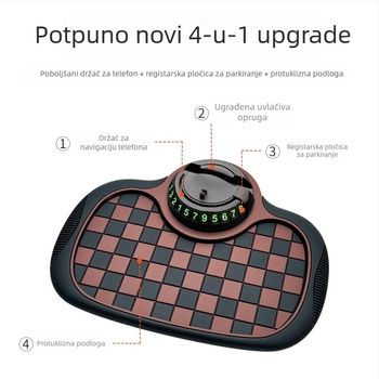 Antislip podloga za ploču automobila s držačem za telefon i skrivenim spremnikom za karticu za parkiranje