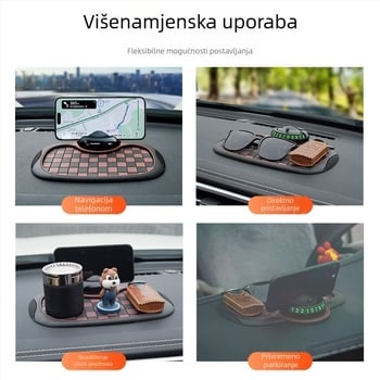 Antislip podloga za ploču automobila s držačem za telefon i skrivenim spremnikom za karticu za parkiranje