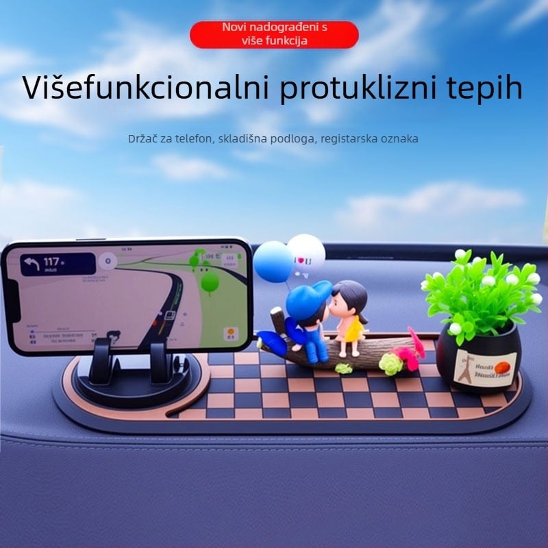 Automobilska protuklizna podloga s držačem za telefon na instrumentnoj ploči — višenamjenska ladica za pohranu | Materijal: smola | Marka: Ma lijiang | Lokacija: instrumentna ploča