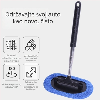 3-u-1 četka za čišćenje vjetrobranskog stakla i odmagljivanje, teleskopski brisač retrovizora; materijali: nerđajući čelik, ABS, PVC