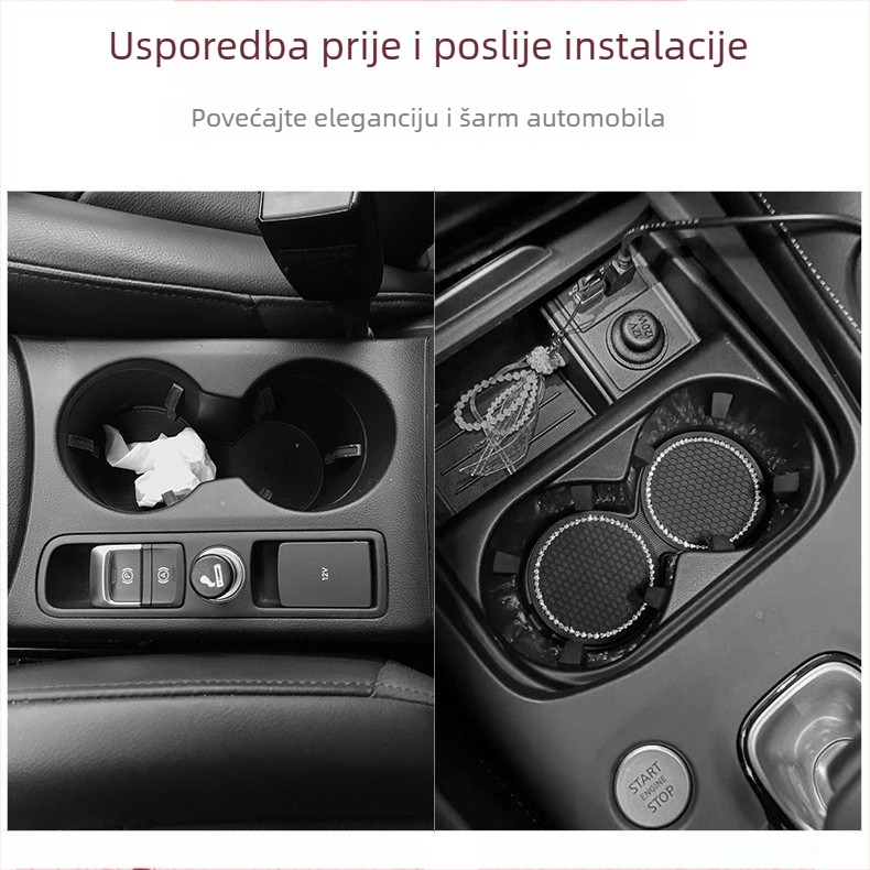 Automobilska podložnica za čašu s karikaturnim dizajnom, višenamjenski unutarnji tepih s pretincima, protuklizna, skladištenje — PVC materijal, prilagodba i tiskanje logotipa