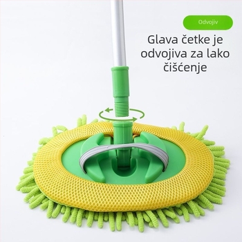 Zeleni chenille mop za pranje automobila s produženom teleskopskom ručkom i mekanim dlačicama – Model 15424
