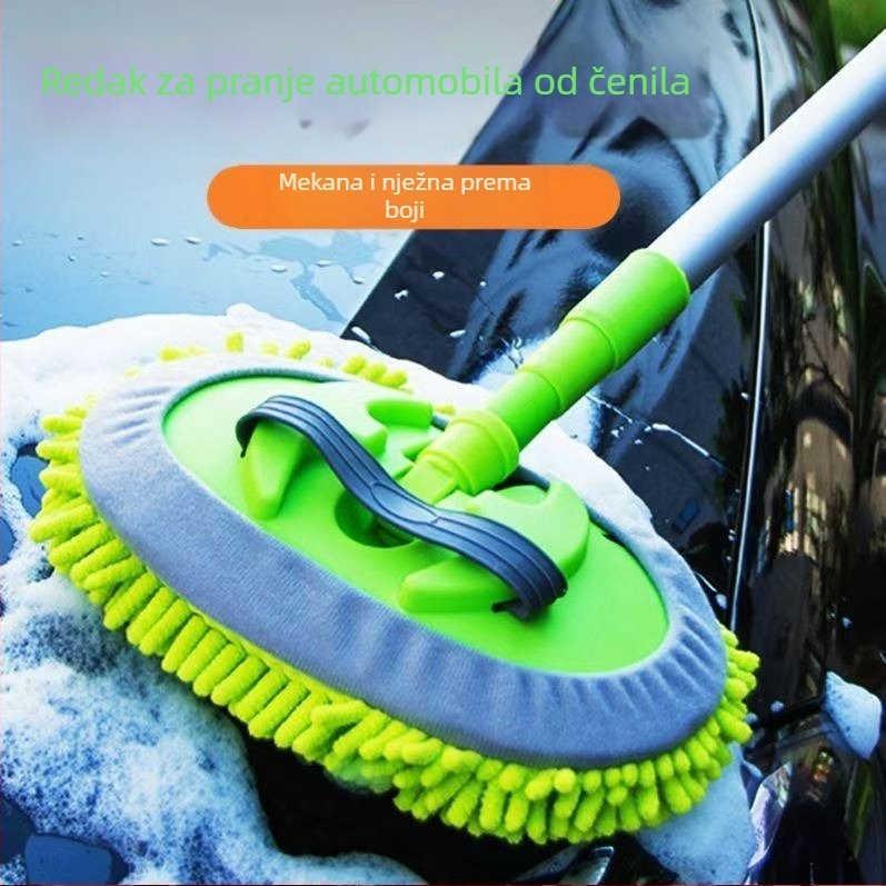 Četka za pranje auta s mekanom chenille glavom i teleskopskom ručkom od aluminijske legure, šifra 003, moguć prilagodbe