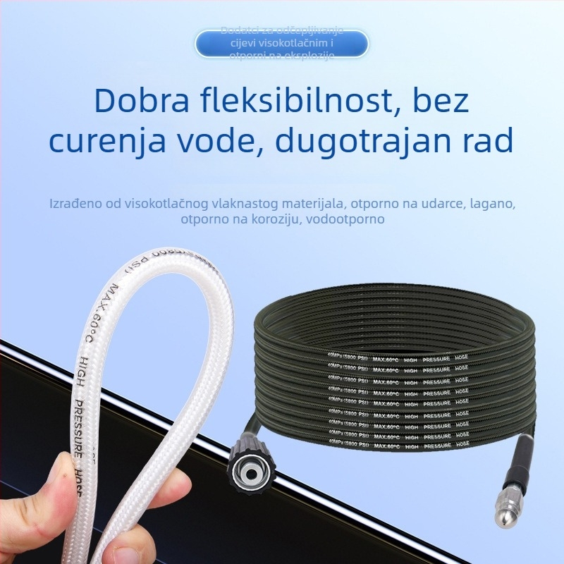 Visokotlačni alat za deblokiranje cijevi za kućnu upotrebu – najlon i nehrđajući čelik, 1,0 kg, sučelje od cinkovog legura, mlaznica od aluminijskog legura