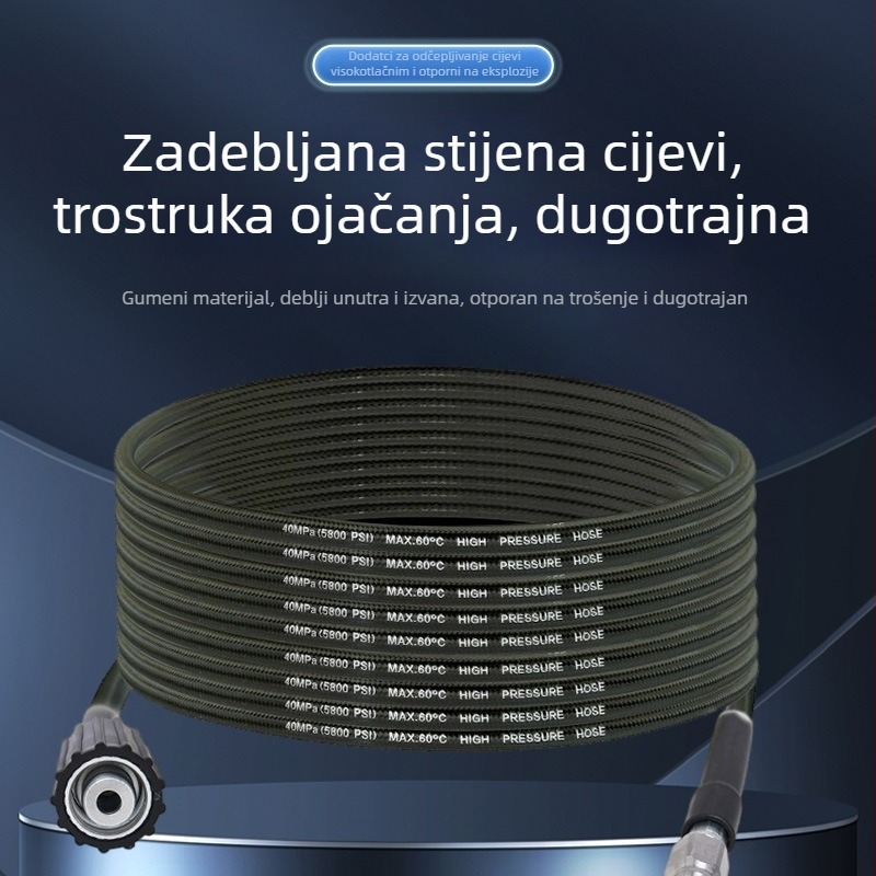 Visokotlačni alat za deblokiranje cijevi za kućnu upotrebu – najlon i nehrđajući čelik, 1,0 kg, sučelje od cinkovog legura, mlaznica od aluminijskog legura