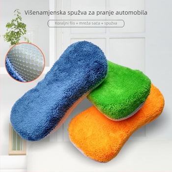 Veliki visokodenzitetni blok spužve za pranje automobila s coral fleece i honeycomb mrežom