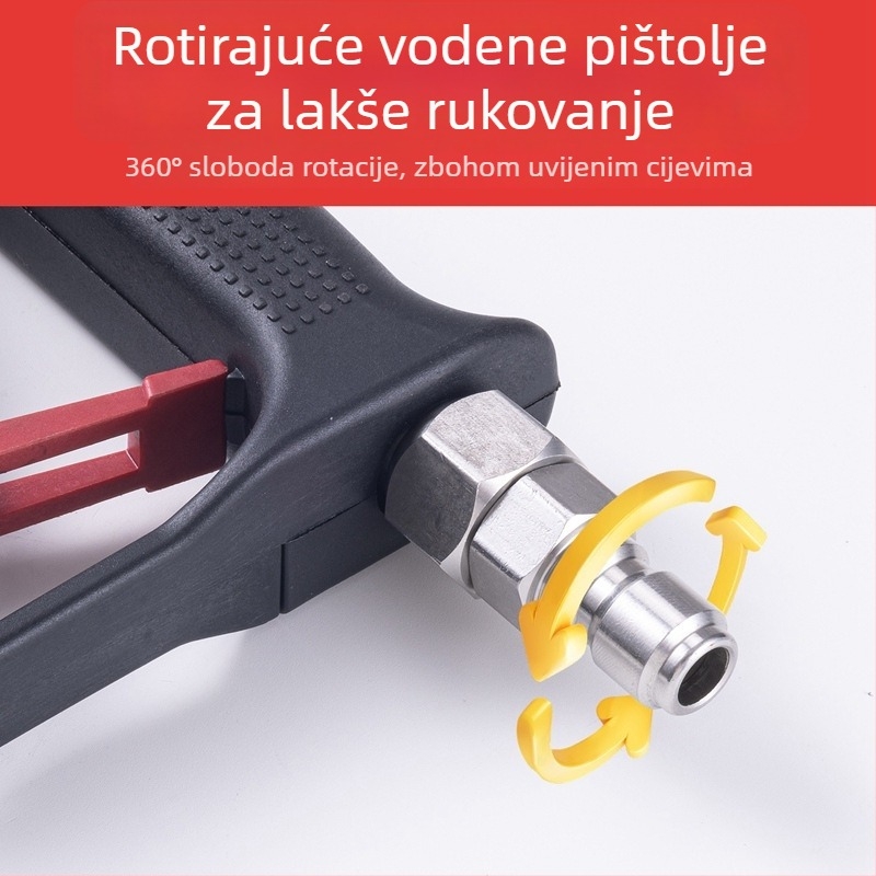 Visokotlačni pištolj za pranje automobila s bakrenom glavom, mlaznica u obliku ventilatora, domet raspršivanja 15–20 m, tlak 300 kgf