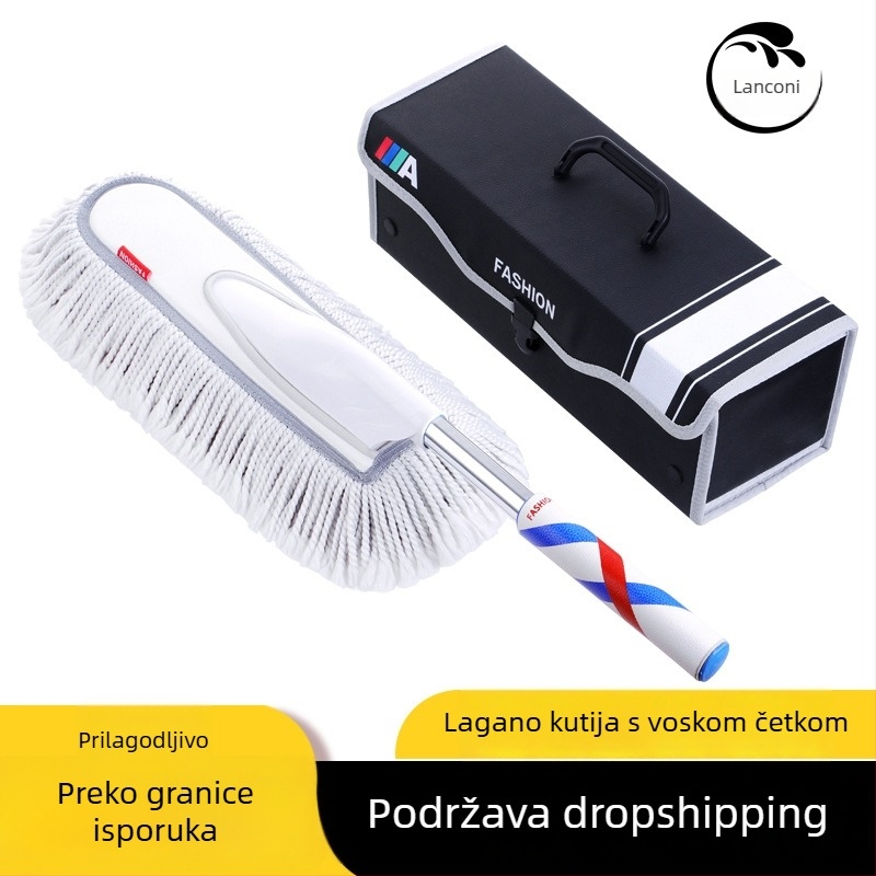 Mop za čišćenje automobila s teleskopskom ručkom, tijelo od legure, mekane dlačice, bez dlačica