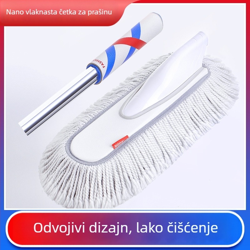 Mop za čišćenje automobila s teleskopskom ručkom, tijelo od legure, mekane dlačice, bez dlačica