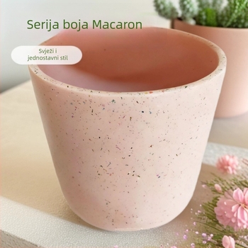 Saksija od cementa s umjetnim kamenom, terrazzo stil, ručna izrada; otporna na pucanje, visoka otpornost na temperaturu, otporna na koroziju; za zidnu, stolnu ili podnu upotrebu
