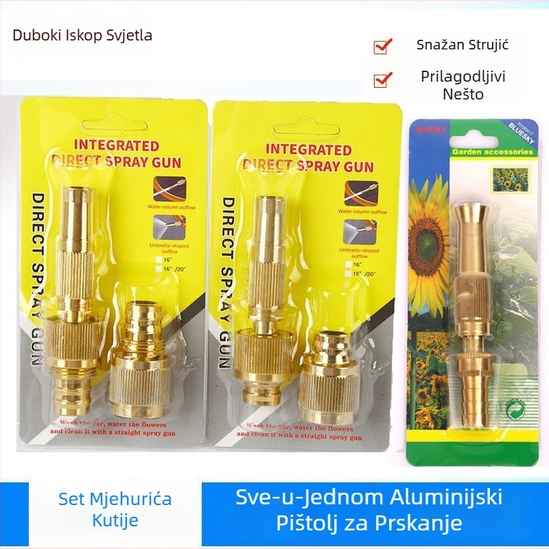 Aluminijski integrirani pištolj za prskanje za vrt; glava pištolja i ručka od legure; raspršivanje 10-15; tlak vode 10