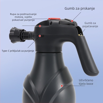 Pena za pranje automobila, bežično punjenje, visok tlak, PA tijelo i litijska baterija, mlaznica u obliku ventilatora