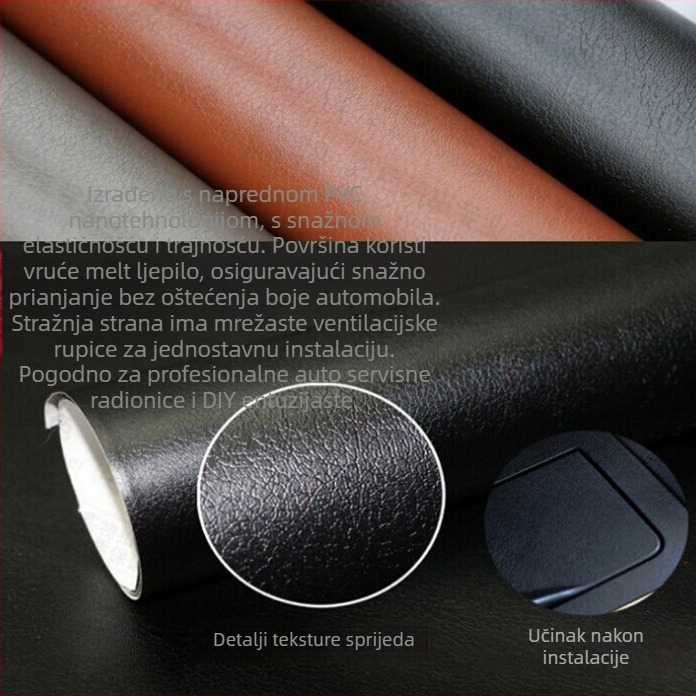 KALAWA PVC kožnog uzorka unutarnja naljepnica automobila za instrument ploču, lijepljenje